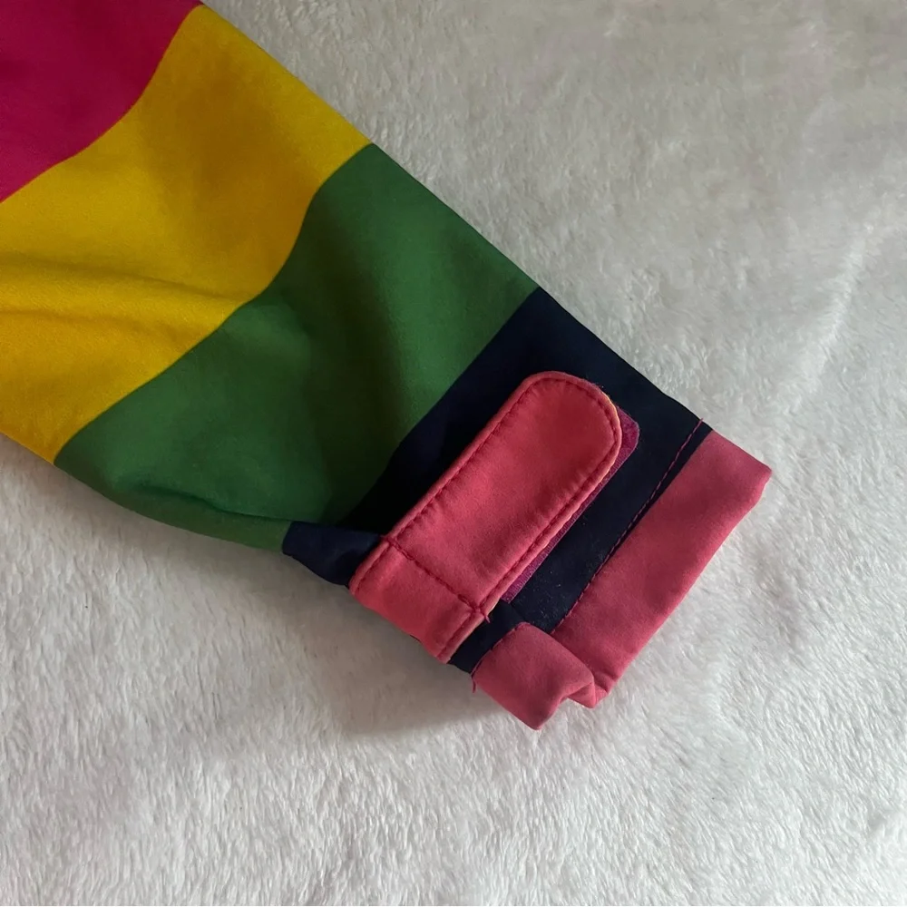 M2C Girls Sz 4T Rainbow‎ Striped Fleece Lined Hooded Windbreaker Jacket